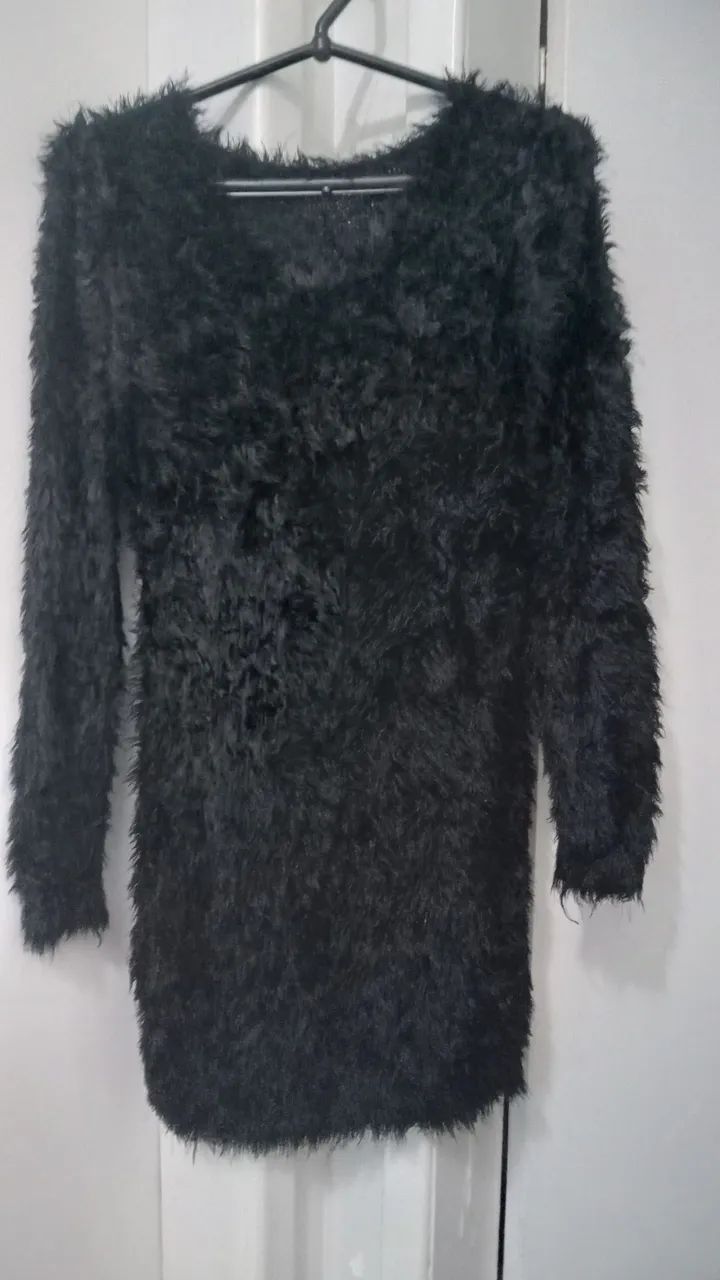 Vestido  em  pelúcia preto  M