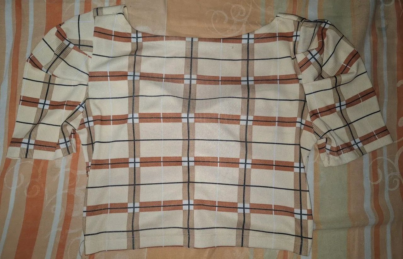 Cropped xadrez bege - Foto 2