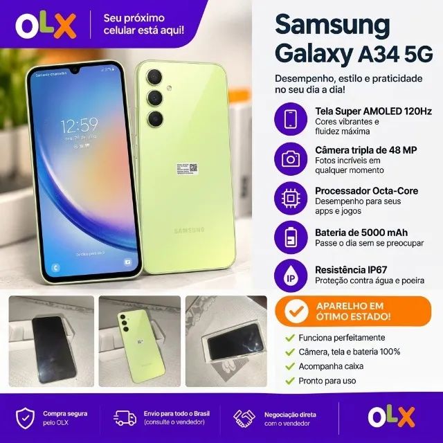Samsung Galaxy A34 ? NOVO, NA CAIXA - Celulares e Smartphones