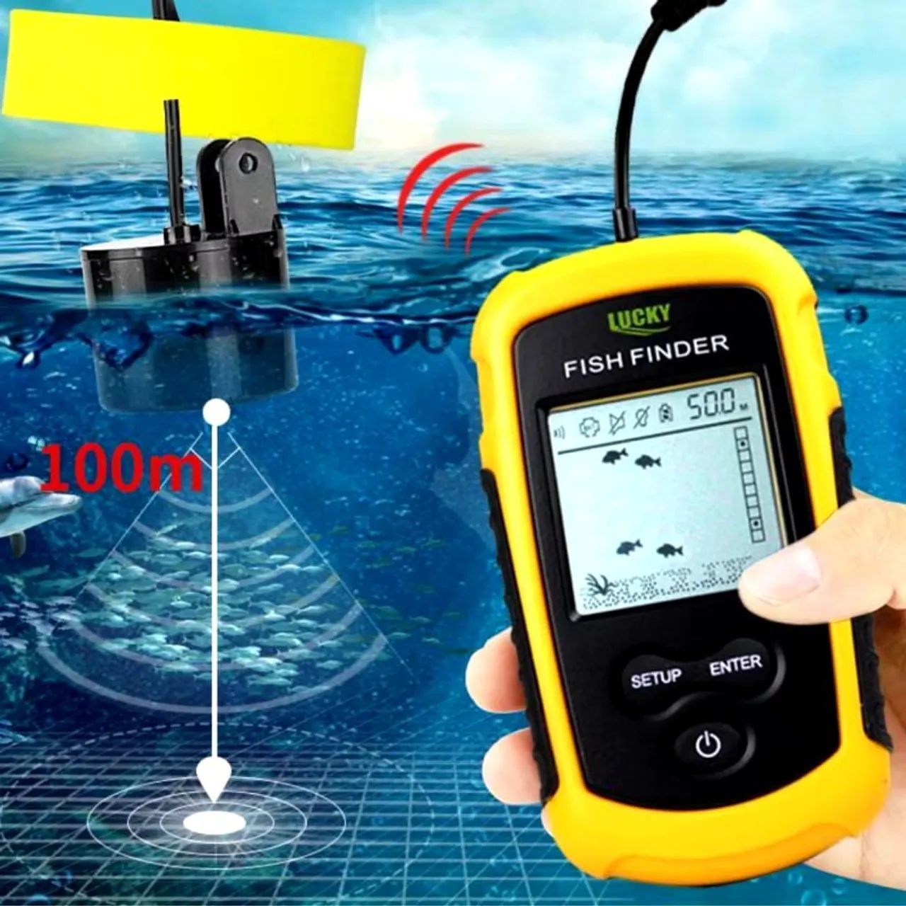 Sonar Localizador de Peixes Portátil  Fish Finder - Alcance 100m Várias configurações 