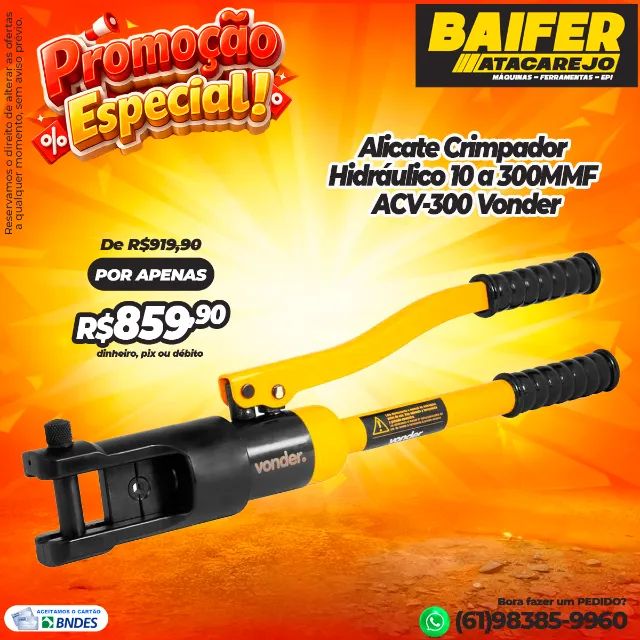 Alicate Crimpador Hidráulico 10 a 300MMF ACV-300 Vonder