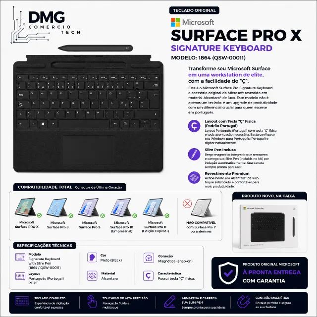 Teclado Original Microsoft Surface Signature Pro X com Caneta