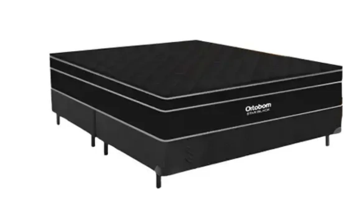 Cama ortobom king black com cabeceira 