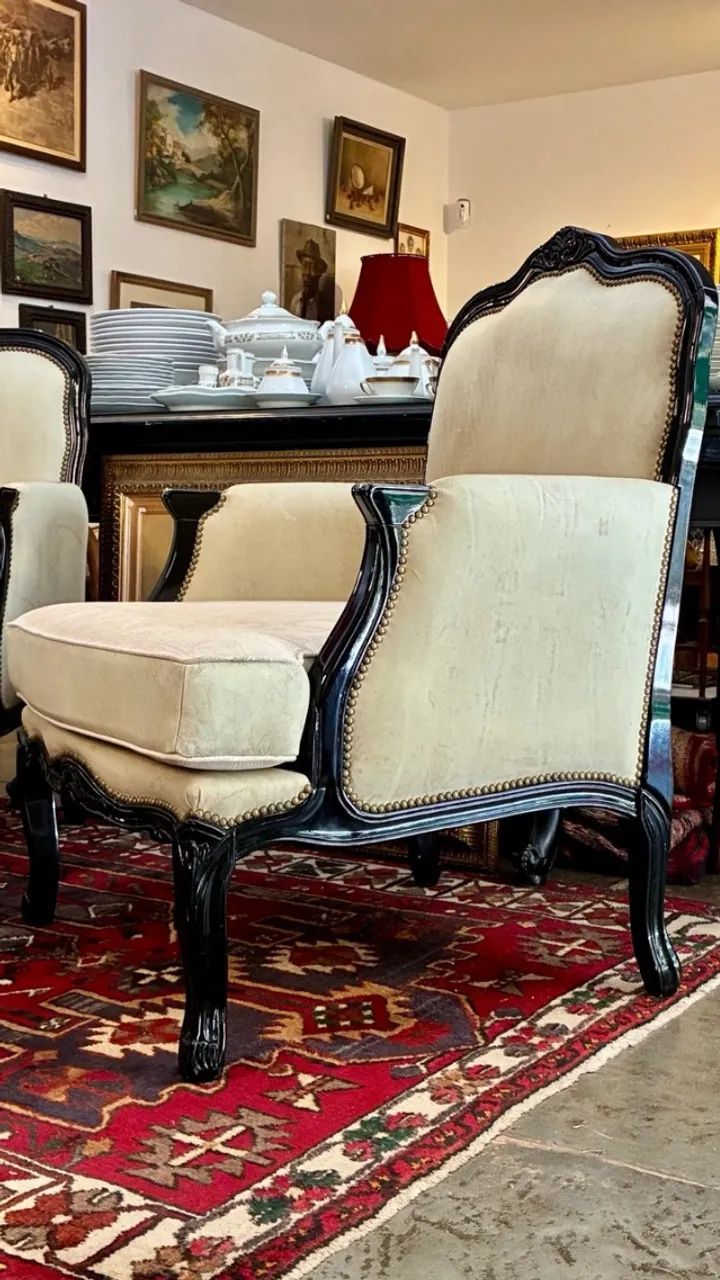 Par de Poltronas Bergère Estilo Luís XV - Foto 5