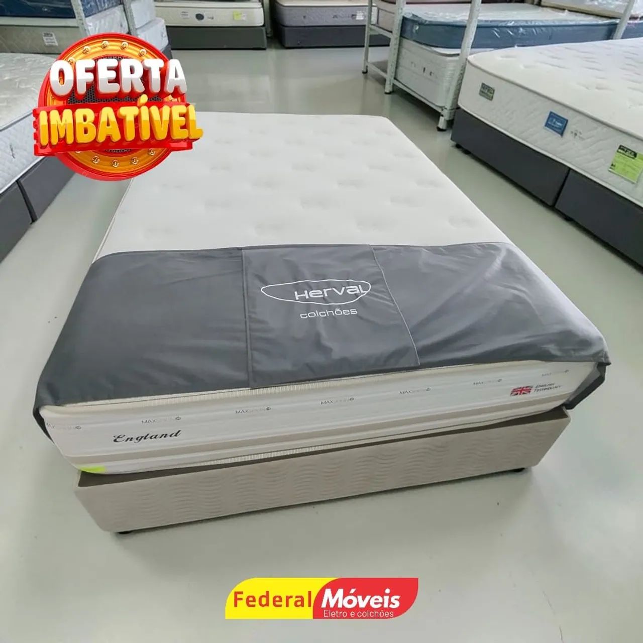Cama Box Casal 1,38m Colchão e Base Herval - Chama no WhatsApp 