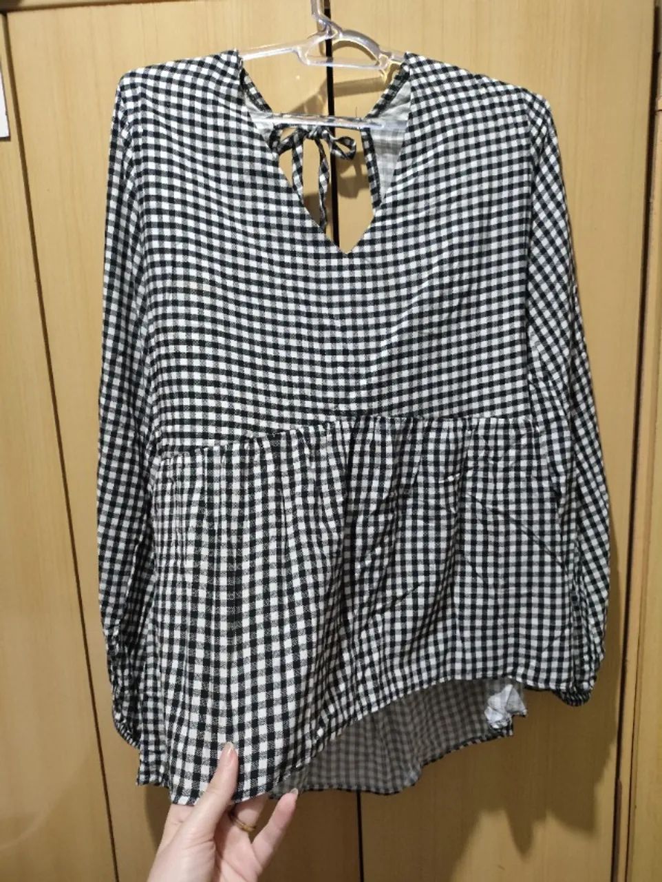 Blusinha xadrez mangas bufantes  - Foto 2