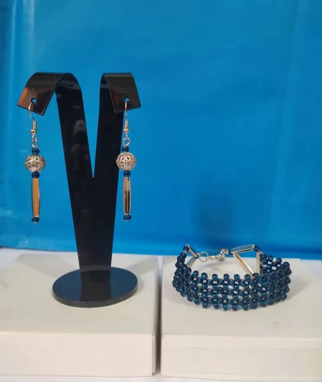Conjunto de Bijuteria Artesanal Exclusivo - Brincos e Pulseira