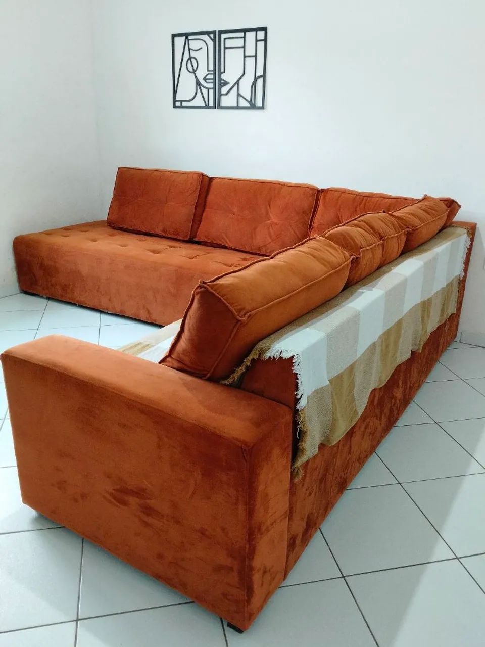 Sofá L, na cor Terracota com almofadas removíveis - Foto 3