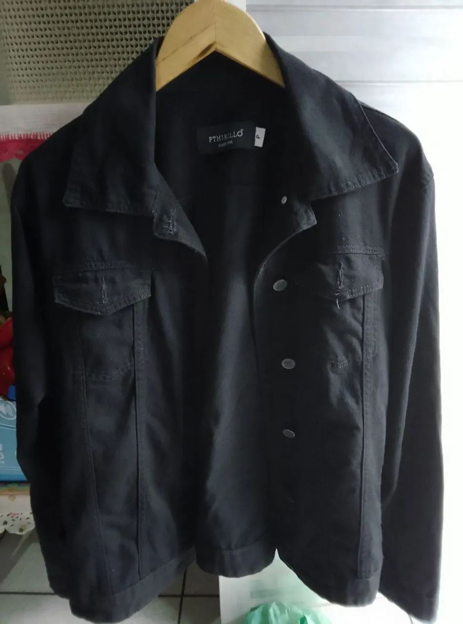 Jaqueta jeans preta masculina 