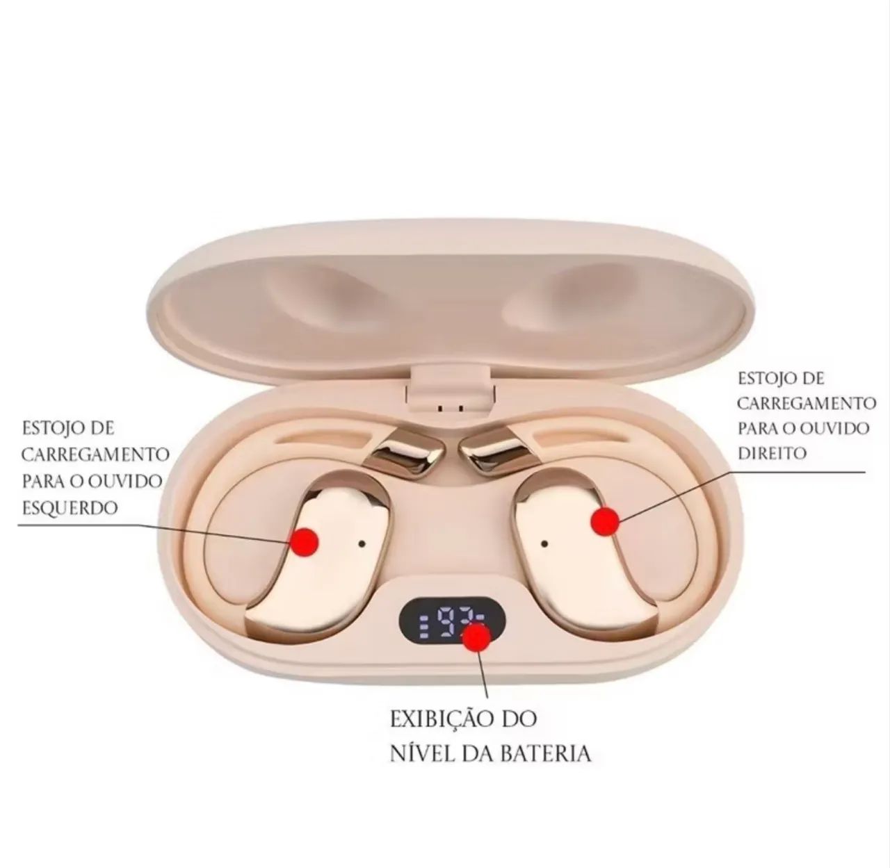 Fone Bluetooth de gancho ideal para prática de exercícios com bateria de até 12h00 - Foto 3
