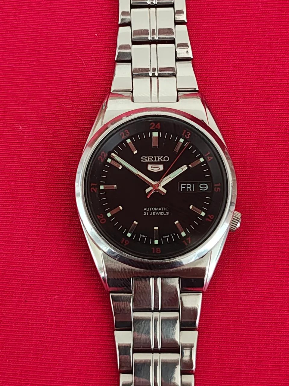 Relógio Seiko 5 Automático SNKJ17B1<br>Classico 7S26-02C0 Preto  - Foto 5