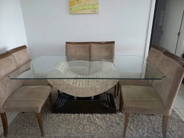 Mesa de Vidro com base em pedra Natural - Foto 2