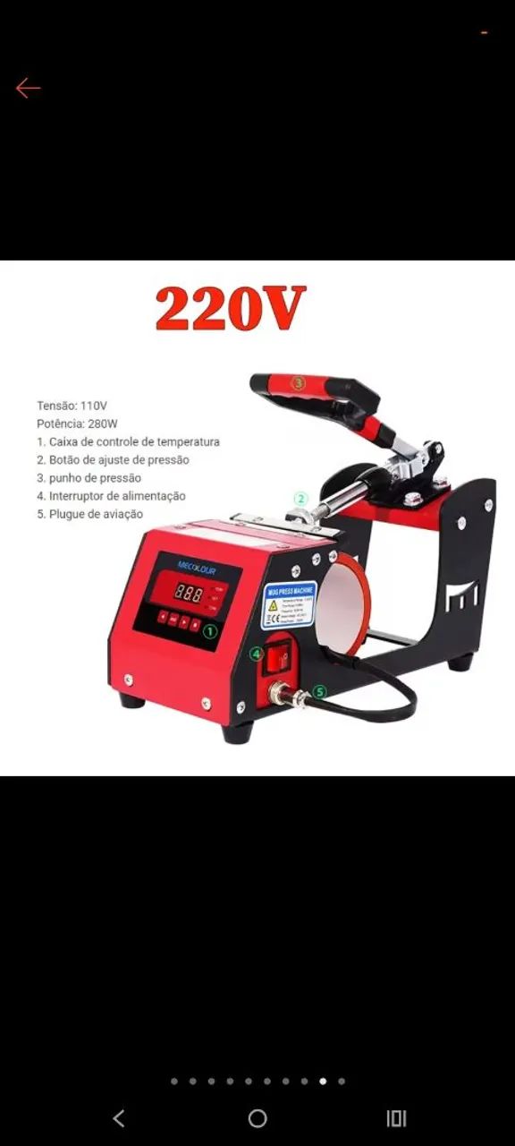 Máquina sublimatica para canecas 220v