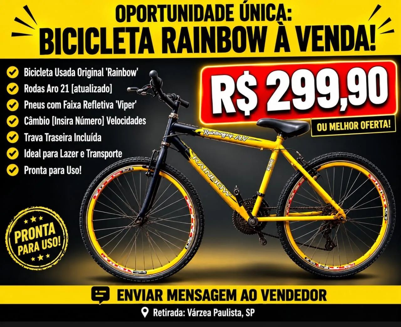 Bicicleta Rainbow Aro 21-Otima Oportunidade 
