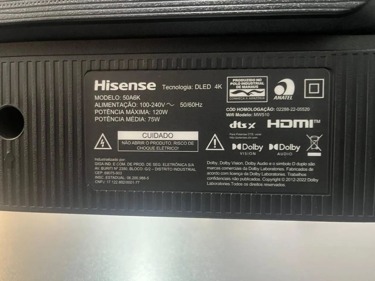     TV Hisense 50? Smart 4K com avaria no display. Caixa e manual. - Foto 2