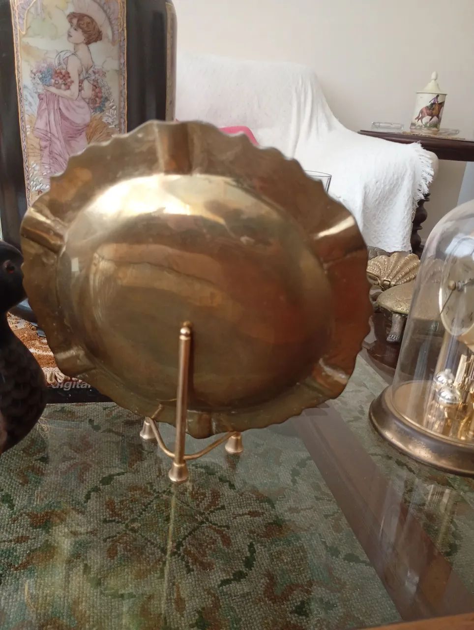 Cinzeiro de bronze vintage importado com tripé  - Foto 3