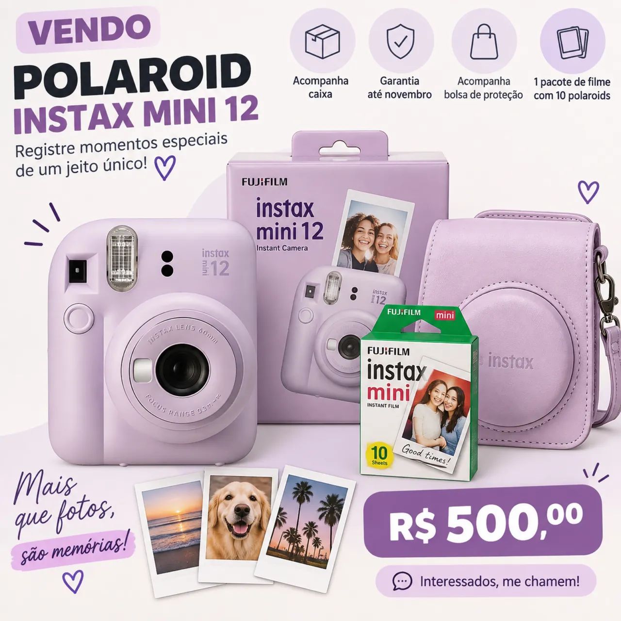Câmera polaroid instax mini 12