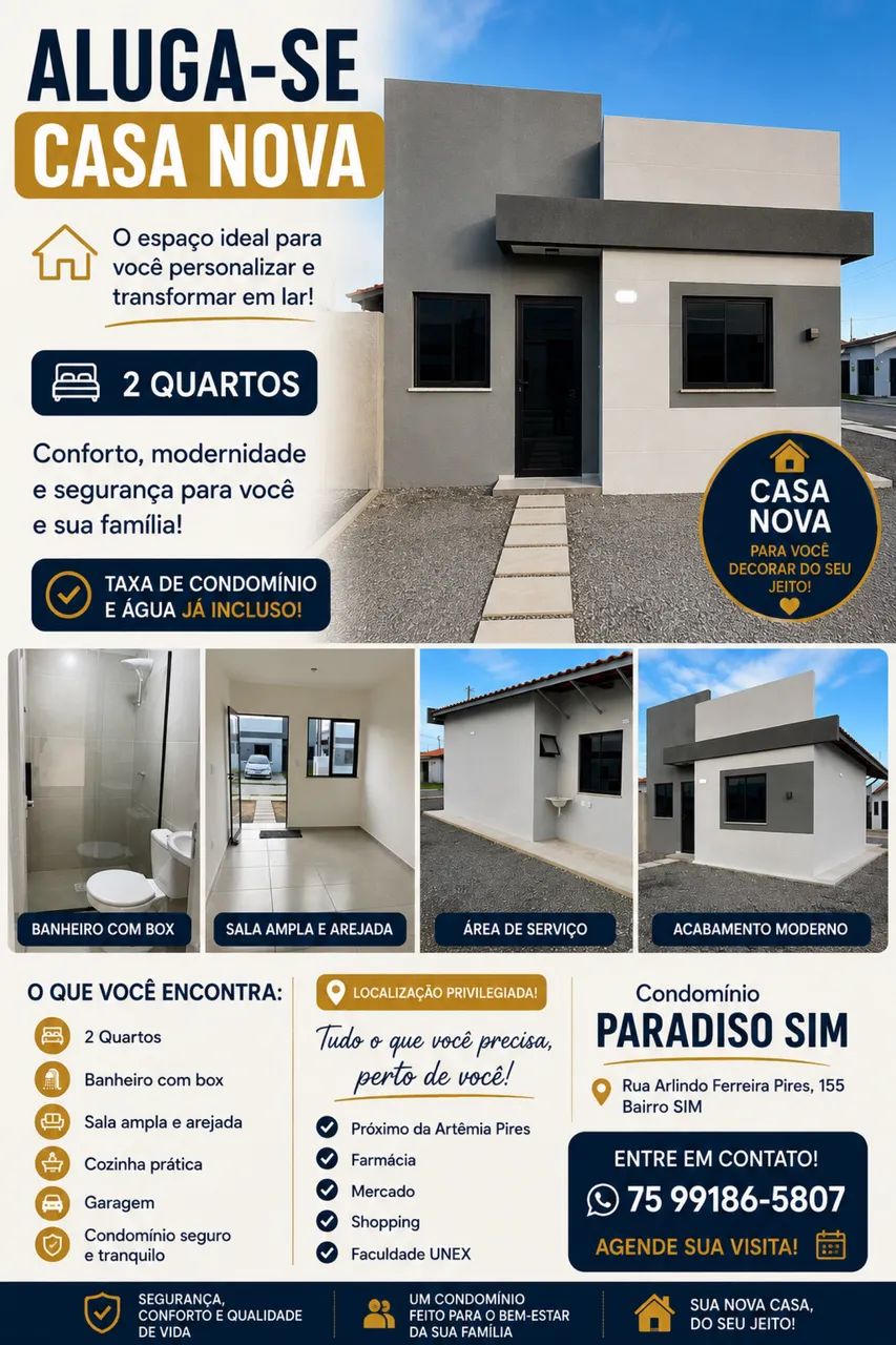 Aluguel Casa no Sim - Condomínio Paradiso Sim 1