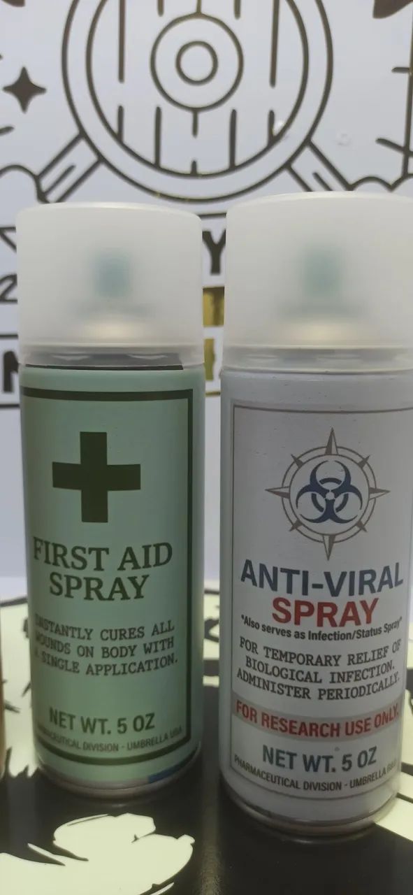 Kit com 3 Réplicas Resident Evil - First Aid Spray + Med-Fluid + Anti-Viral - Foto 3