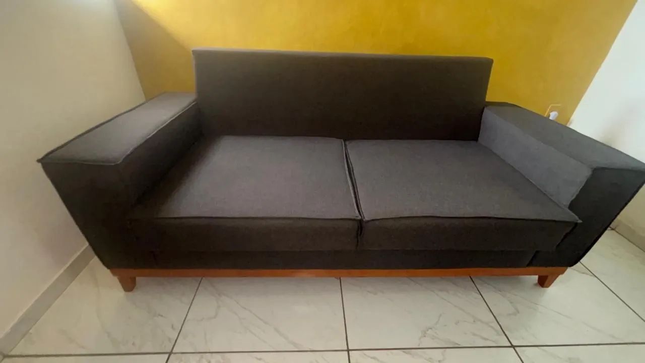 Sofá cinza 3 lugares( 1,93 metros) linho  - Foto 3