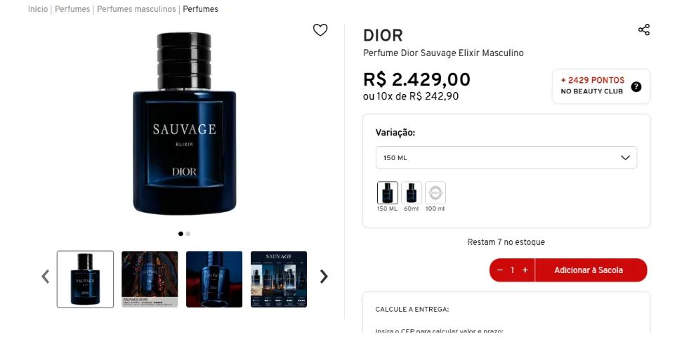 Perfume SAUVAGE ELIXIR 150ML - Foto 5