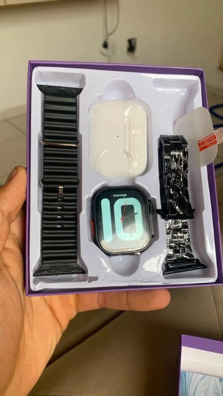 Relógio + Fones + 2 pulseiras + película  - Foto 4