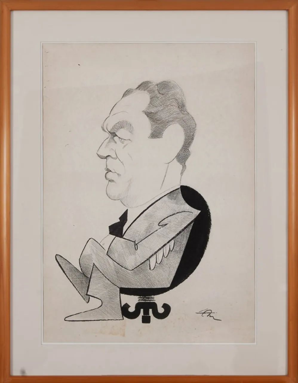 Obra de arte do cartunista Lan (Lanfranco Vaselli) assinada a mão e com certificado