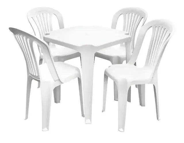 Conjunto 1 mesa plástica + 4 cadeiras