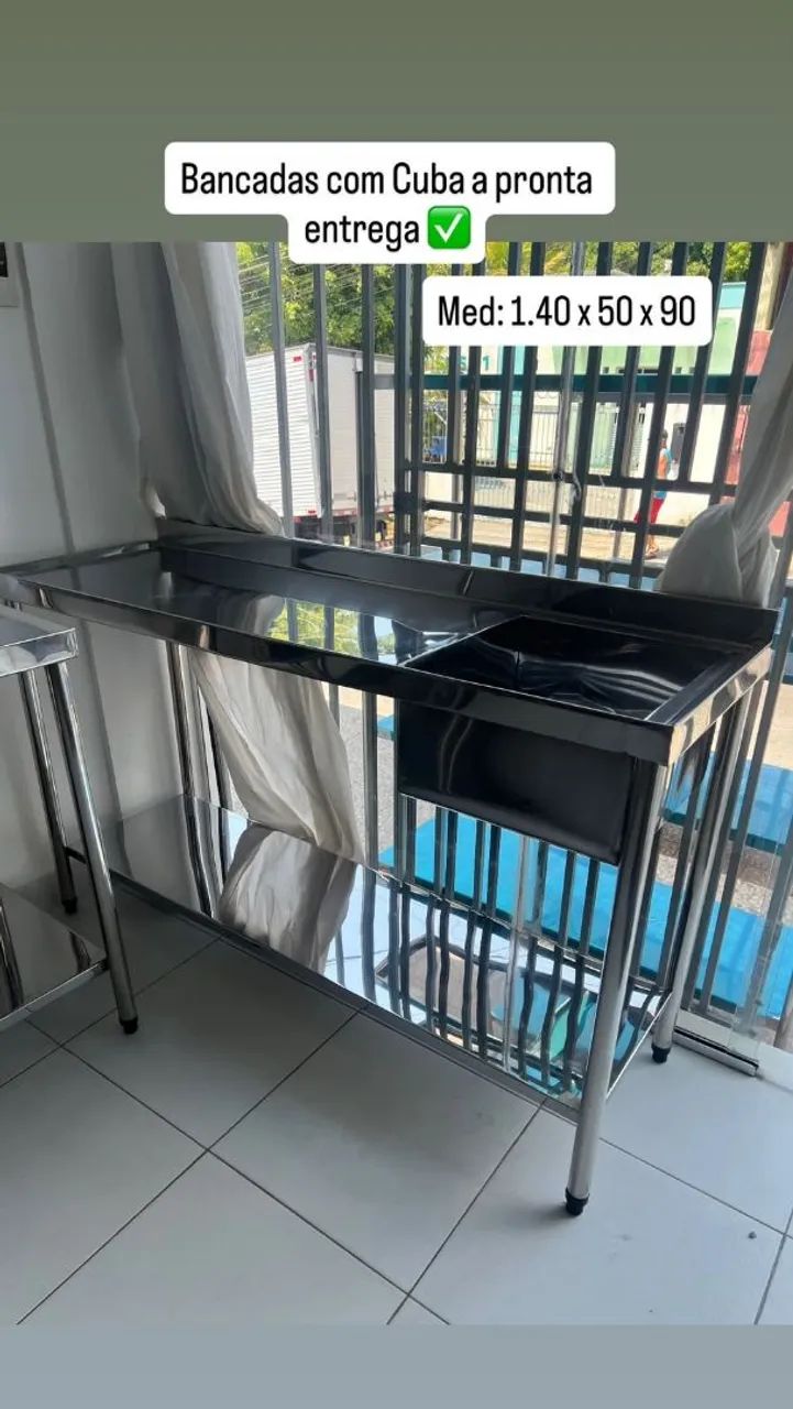Bancada de inox com Cuba a pronta entrega 