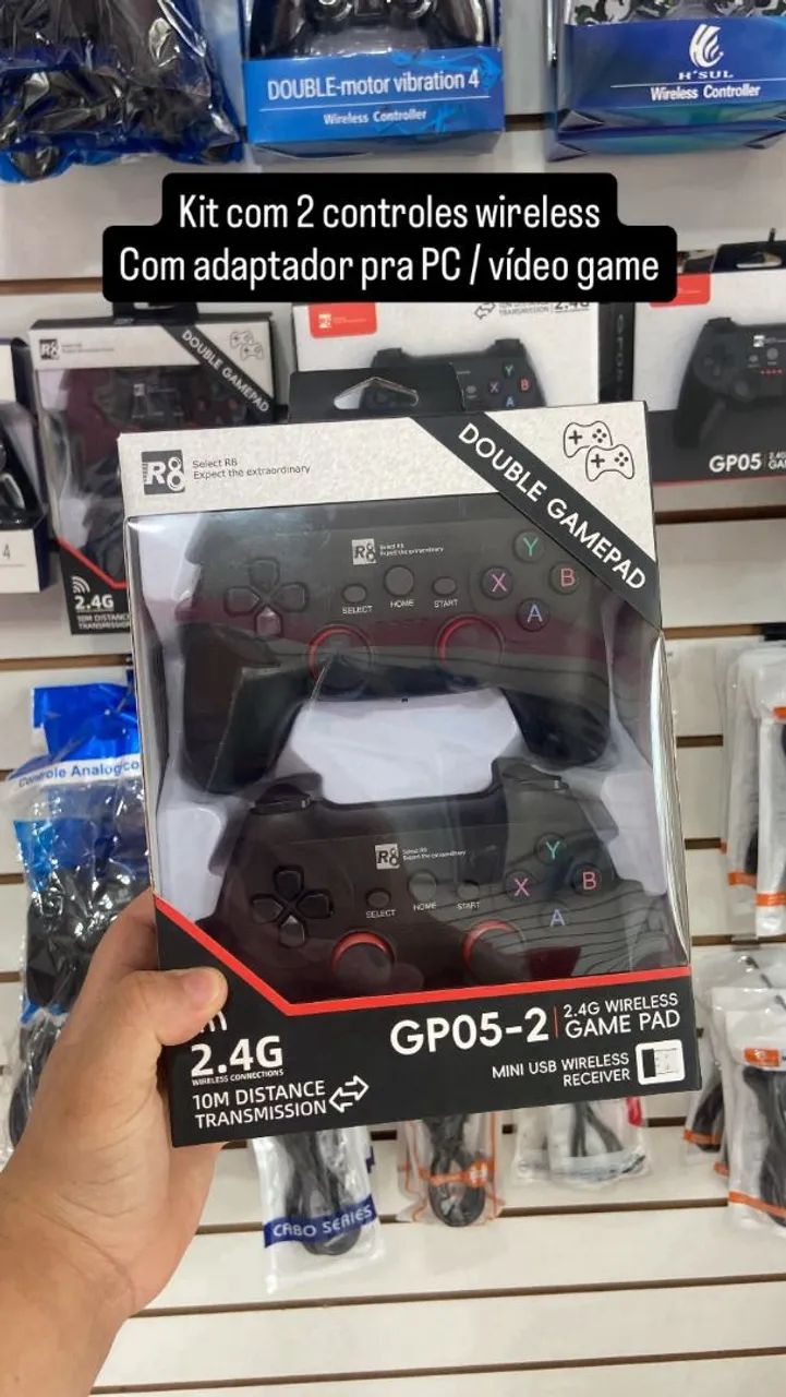 Par de controles wireless para pc, game, tv box