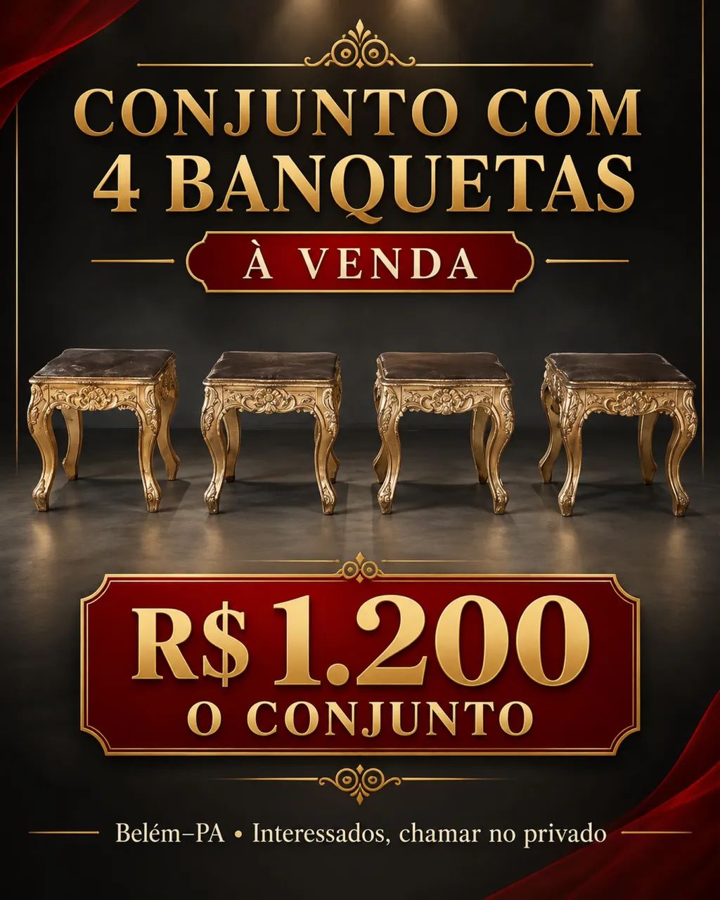 Venda de banquetas douradas 