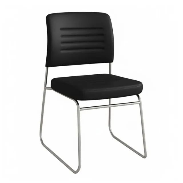 Cadeira Recepção Preta Assento Estofado Design Moderno E Alta Durabilidade 48004 - Foto 5