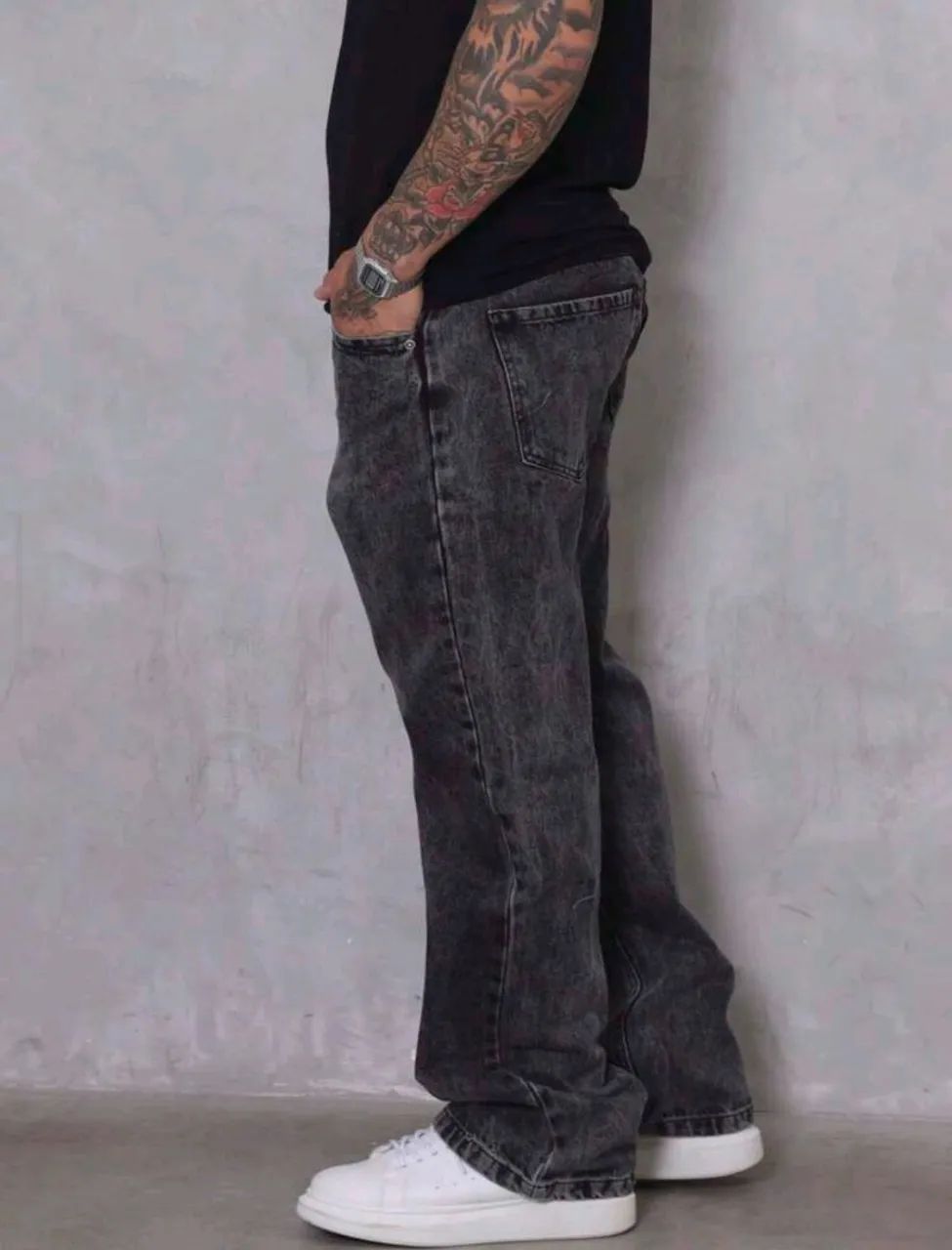 Calça Balão Jeans Masculina Oversize Larga sem Elastano  - Foto 4