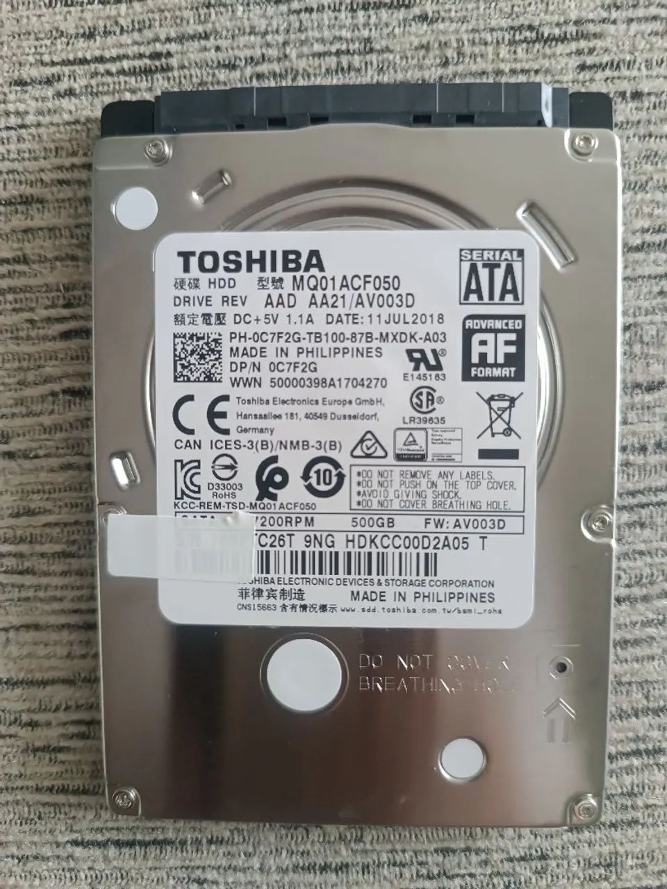 HD notebook 500 gb