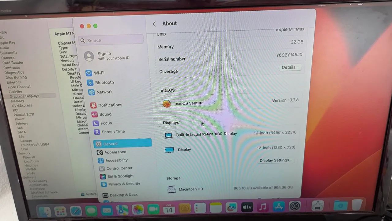 Macbook Pro 16 M1 Max 32GB 1 TB GPU32 tela quebrada - Foto 4