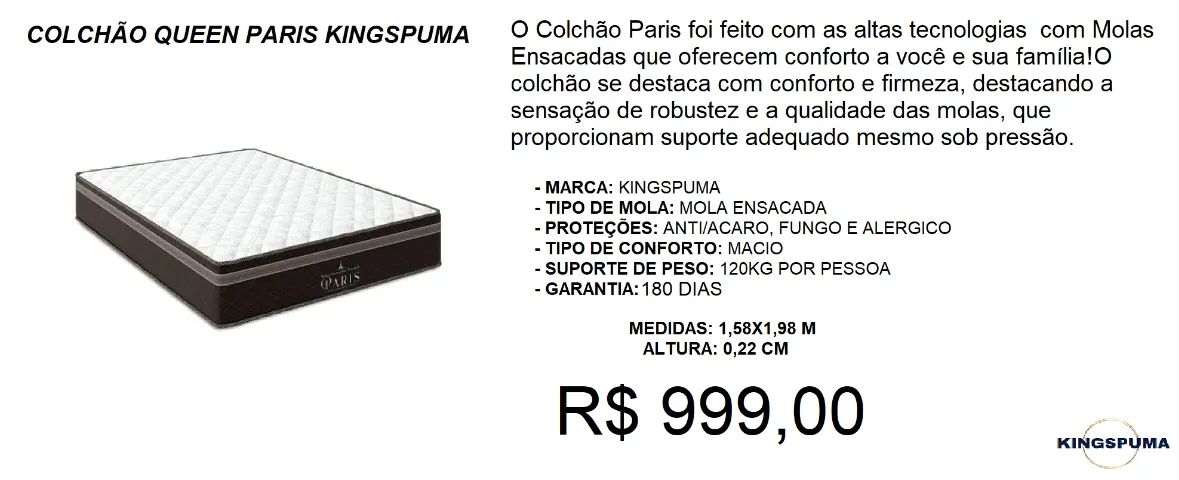 Colchão queen molas ensacadas - Com alto suporte