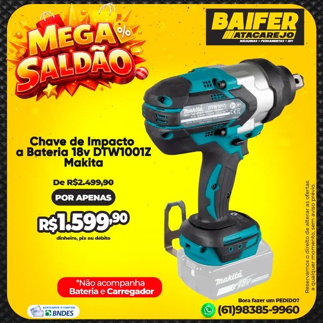 Chave de Impacto a Bateria 18v DTW1001Z Makita