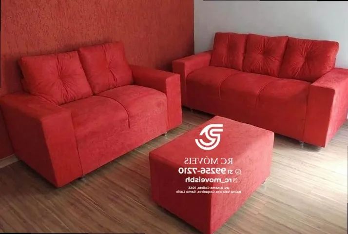 Sofá 2 e 3 lugares com Puff Suede D33 Confortável Direto da Fábrica - Foto 3