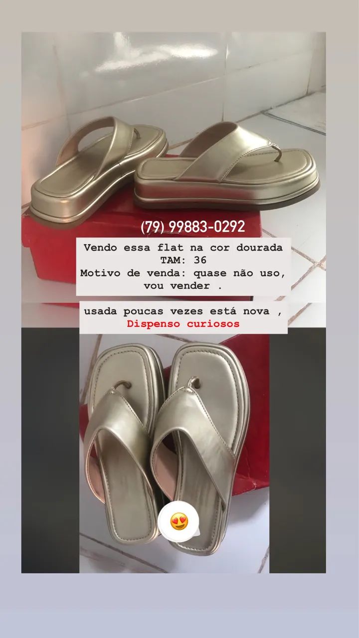 Vende uma Flat sandália Dourada  - Foto 3
