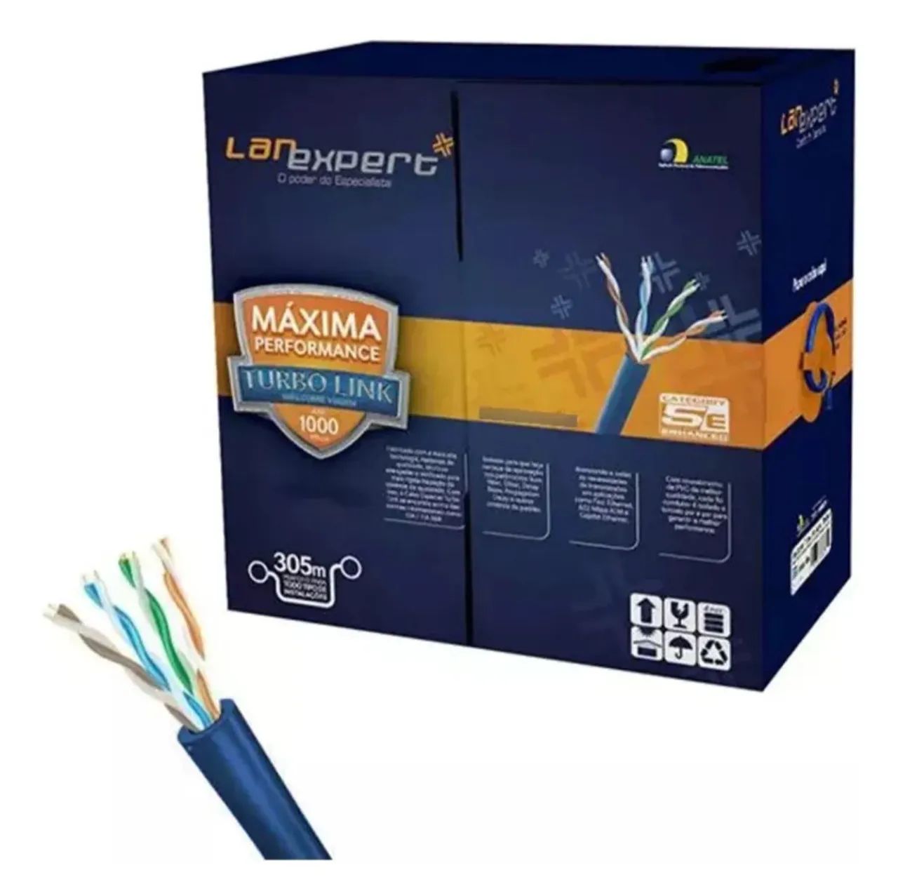 Caixa cabo UTP 305 metros cor preta 