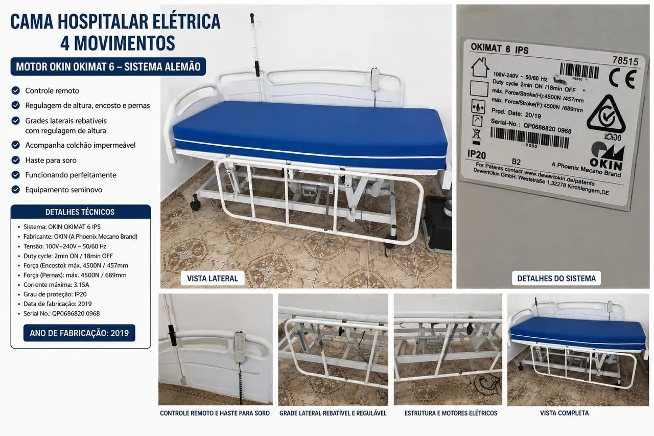 Cama elétrica hospitalar 