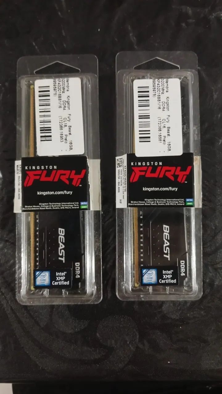 Memória RAM 32GB (2x16GB), 3200MT/s, Fury Beast, DDR4