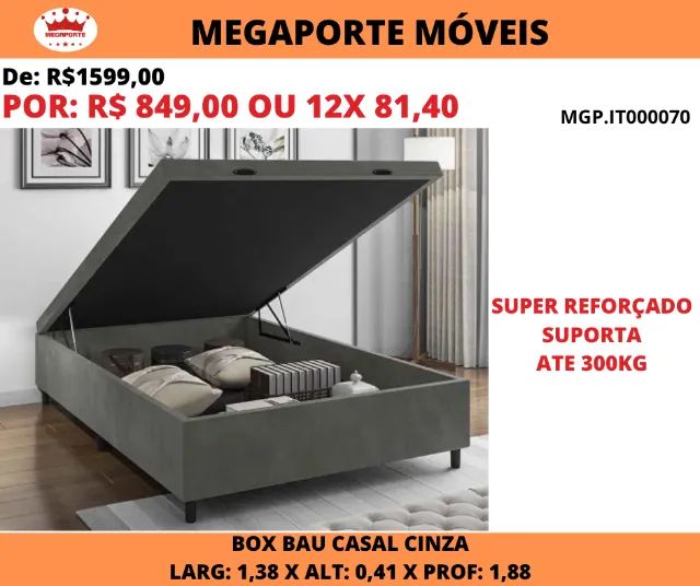 Box Baú Casal 1,38x1,88 Veludo - Foto 4