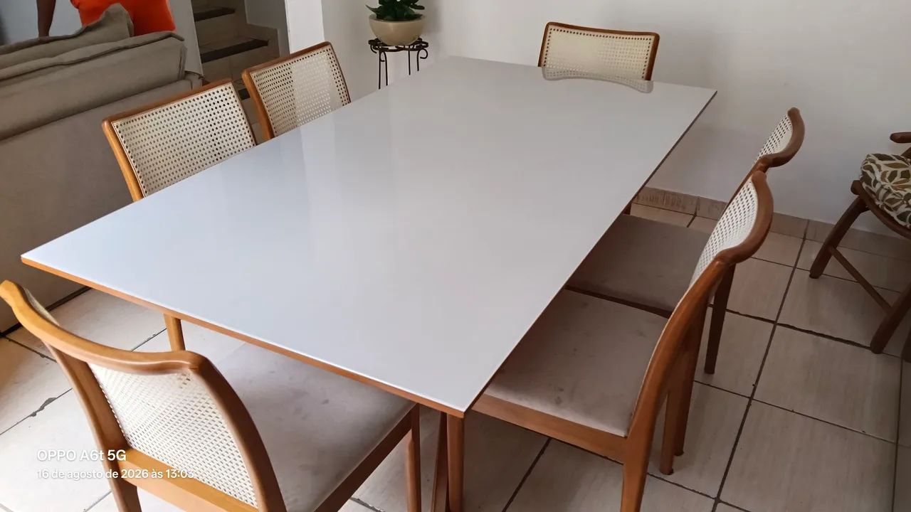 Mesa tampo de vidro 6 lugares  - Foto 3