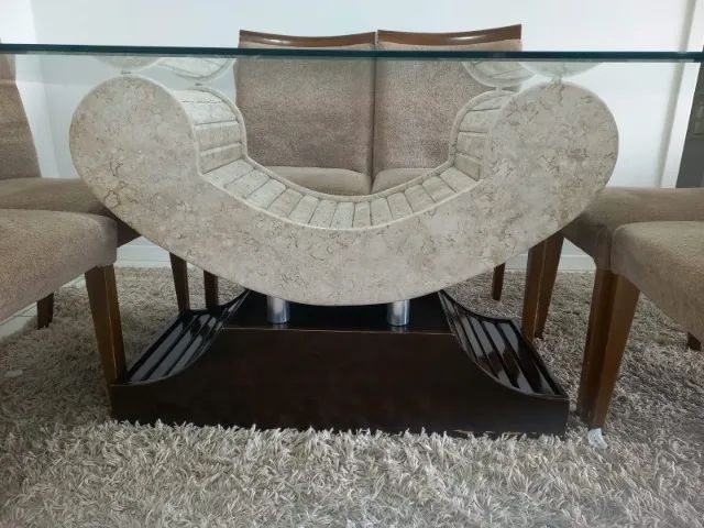 Mesa de Vidro com base em pedra Natural - Foto 3