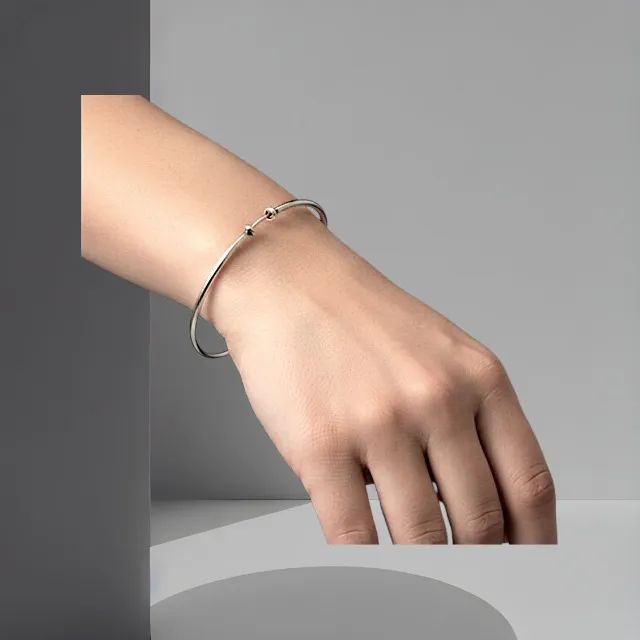 Bracelete (Pulseira) de Prata Polida Aro Redondo - Foto 4