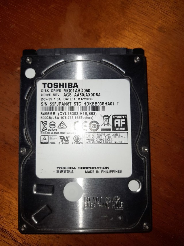 Placa de memória de 500 GB da Toshiba 