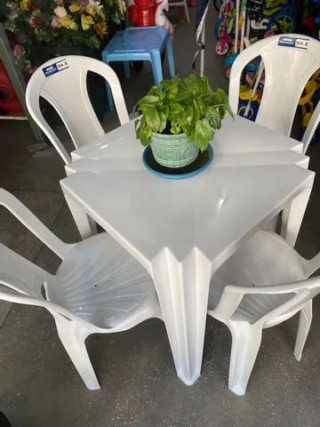 Jogo de mesa cadeira Tramontina branca nova pra casa partir de 260 reais cada