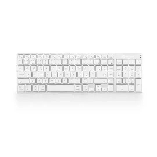 Teclado Sem Fio Bluetooth GT T1 em Alumínio com Branco Recarregável - WZetta