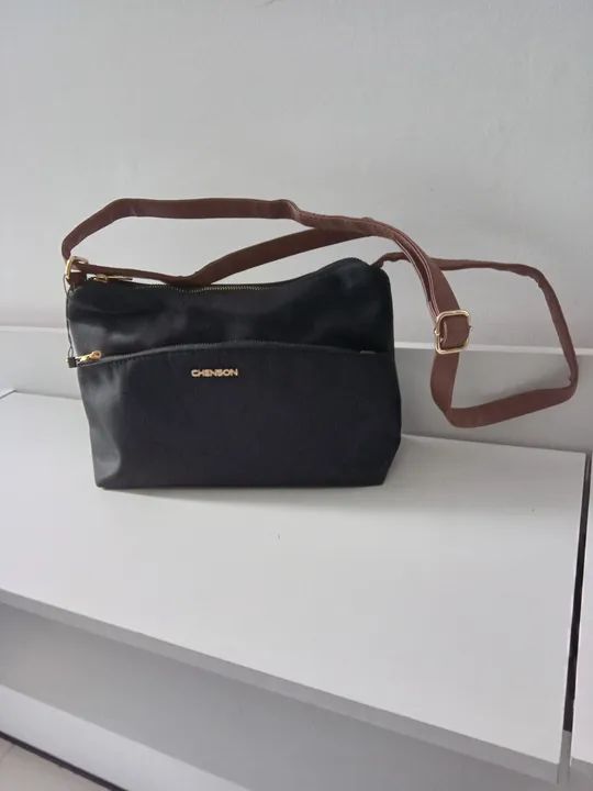 Bolsa nova , Chenson  preta , com marrom  - Foto 2